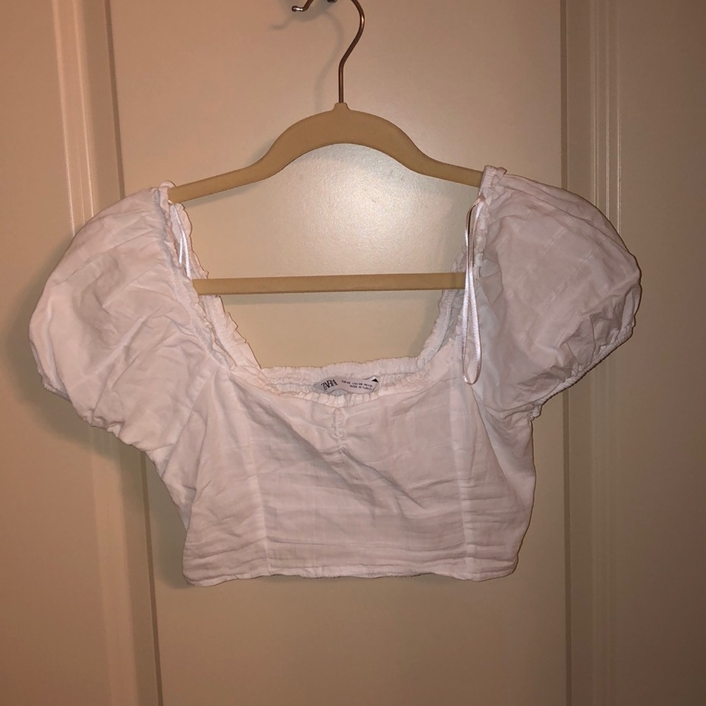 Zara white cropped top